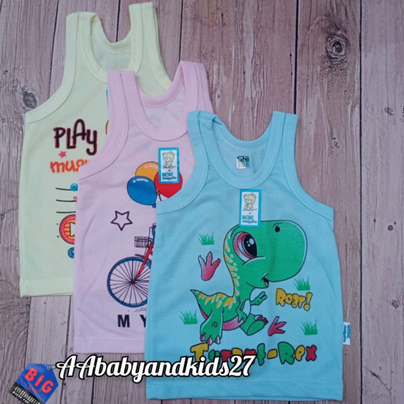 PRODUK TERBARU!!!BEBE 6PC Singlet Bayi Bergambar Untuk Harian Bahan Standard PE Ukuran S M L XL 3L SNI