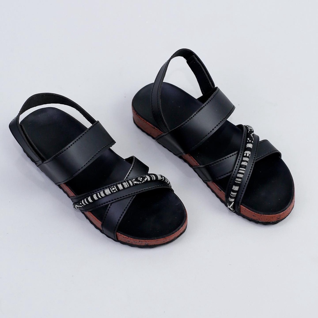 bondshop02 - SANDAL BINTIL BIRKEN D-ELYNO / SANDAL SANTAI WANITA-BLACK