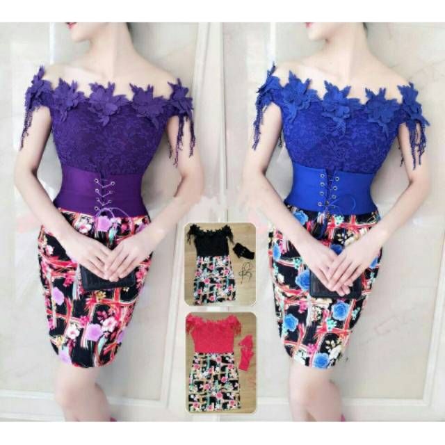 Dress katun street kombi brukat Baju penyanyi,pakaian penyanyi import