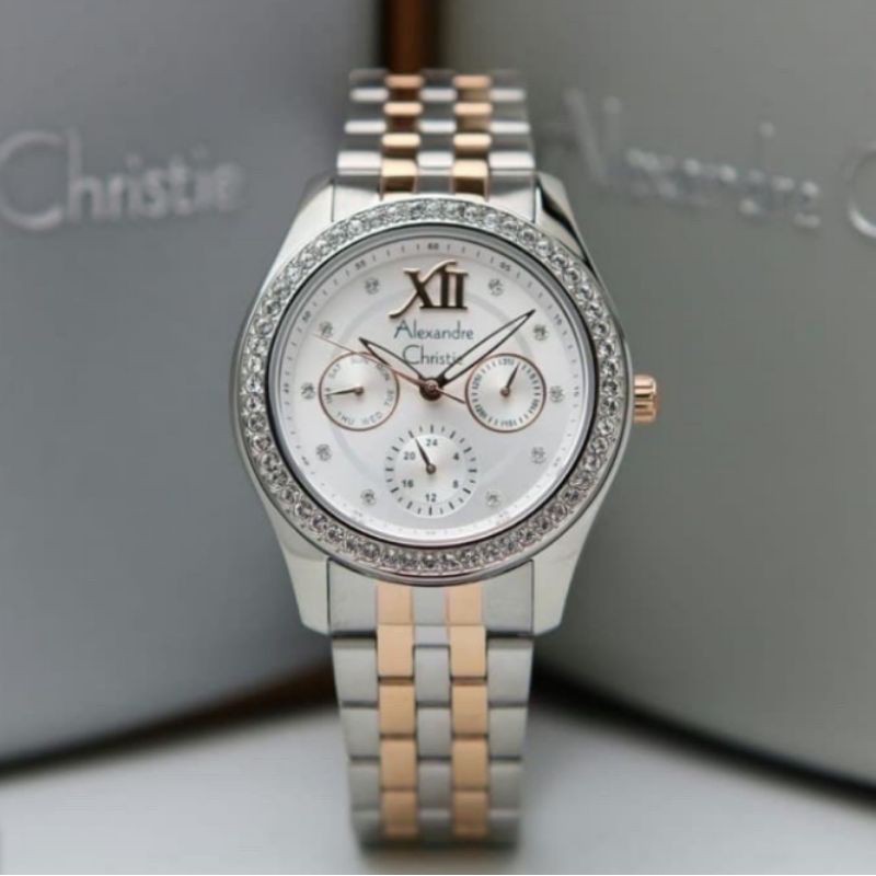 Alexandre Christie Wanita AC 2496 BF Original (Silver Rosegold)