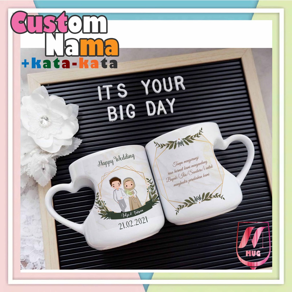 Mug Couple Pernikahan - wedding custom gift - Kado Custom - Mug