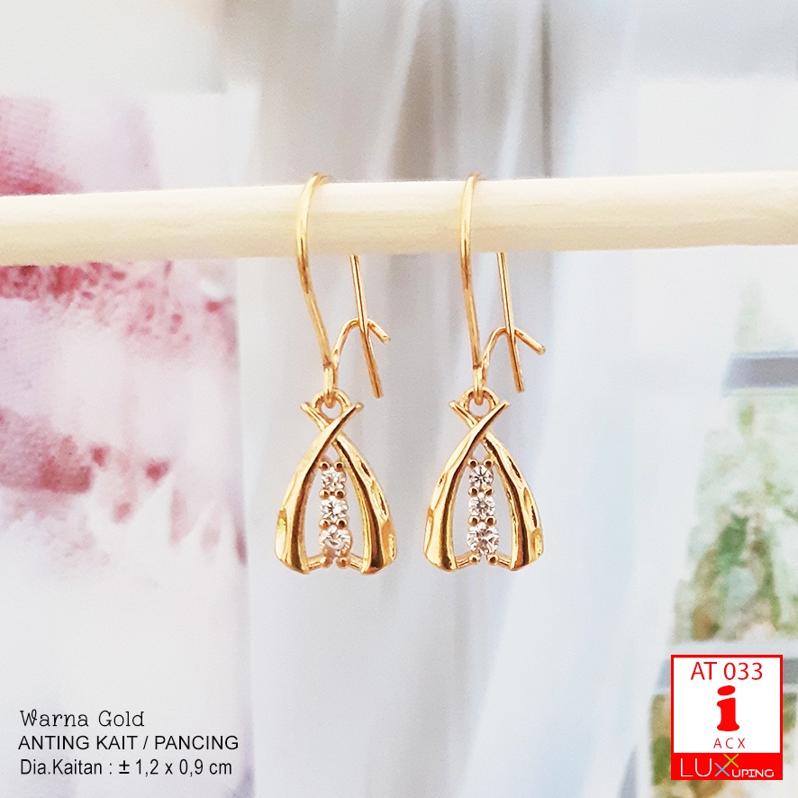 AT 033 Anting Wanita Permata Zirkon Model Jurai Perhiasan Emas Imitasi Aksesoris Wanita Anting Xuping Love Luxx Xuping