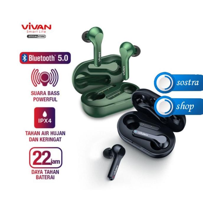 Vivan Wireless Bluetooth Headset Earphone Tws Liberty T200 - Biru (Terlaris)