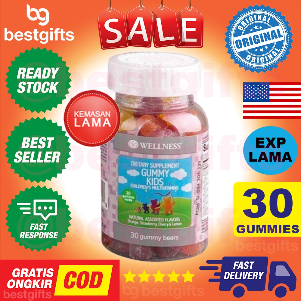 WELLNESS GUMMY KIDS CHILDREN CHILDRENS MULTIVITAMIN MULTI VITAMIN DAYA TAHAN TUBUH ANAK 30 GUMMIES