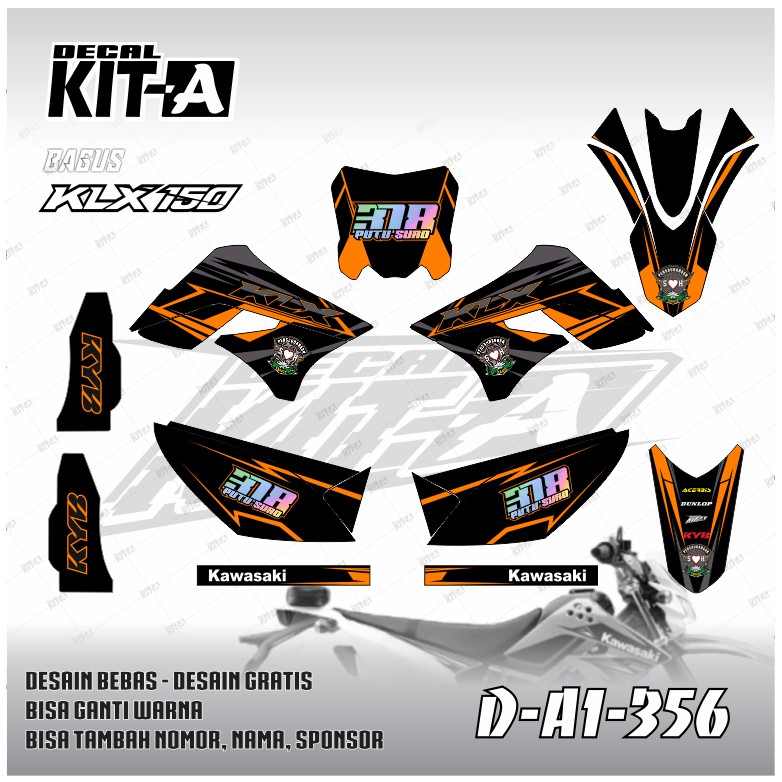 Decal Stiker Klx 150 S Supermoto Oren Hitam Full Body
