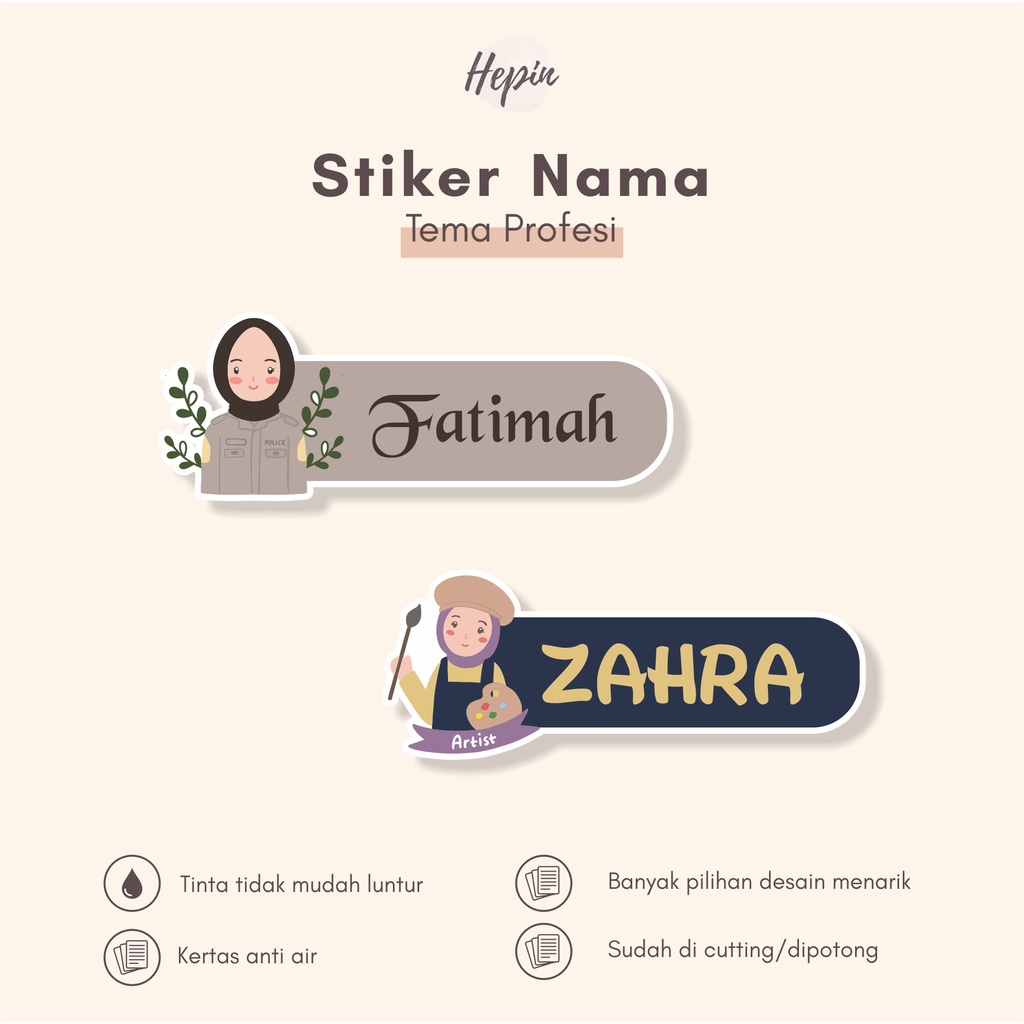 

(90 - 120 pcs) label nama PROFESI/ Stiker Nama Anak Murah / Label Nama Custom/cutting stiker nama anda