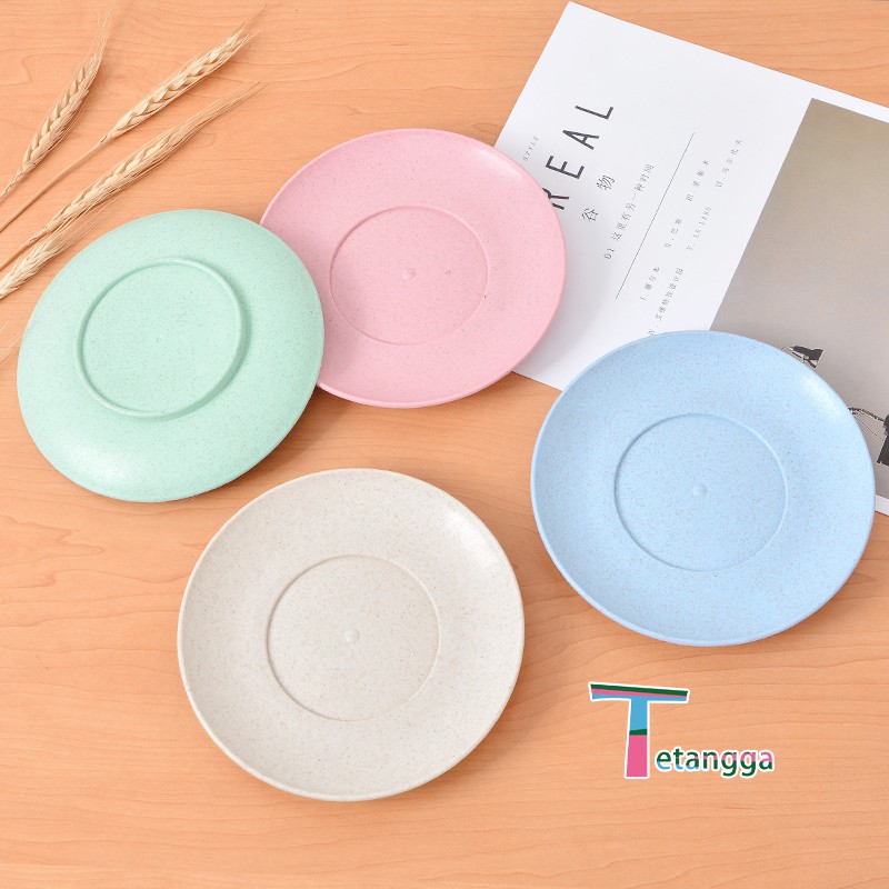 Piring Wheat Straw Plate 1 Set Isi 4 Pcs Warna Warni  Simple Dinner High Quality Wheat Plate