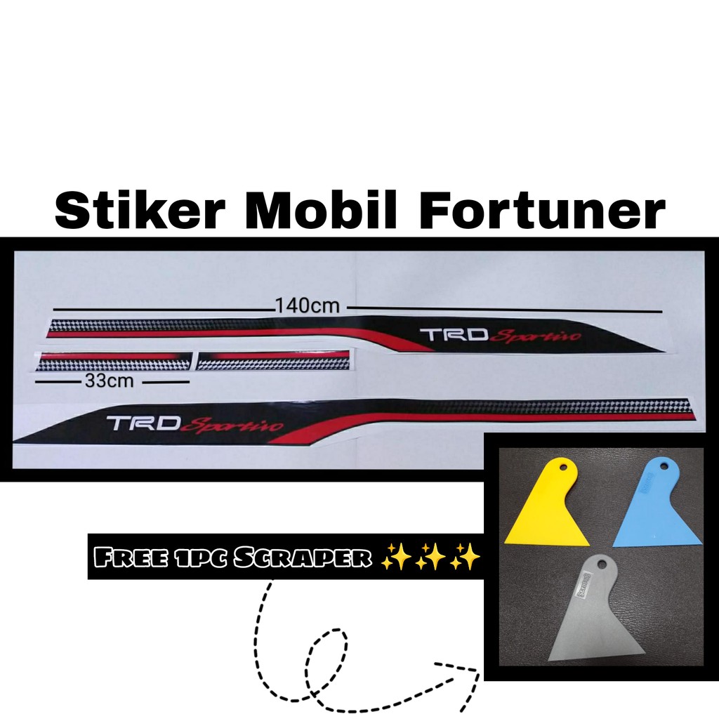 Stiker mobil / Stiker body mobil Fortuner Hitam Merah