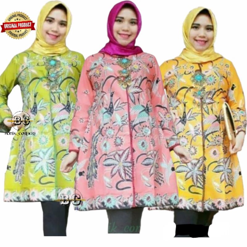 Atasan Batik Tunik Wanita Erlia ( ready warna toska, ungu, salem ( pink muda)