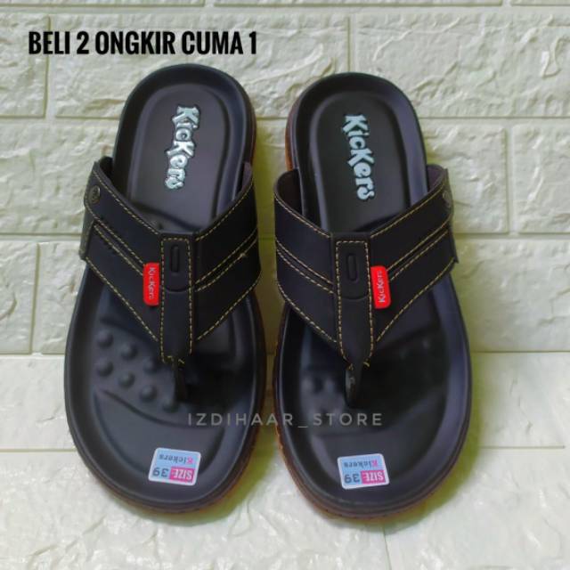  SANDAL  KULIT PRIA  KICKERS  SANDAL  JEPIT IMPORT TERBARU  