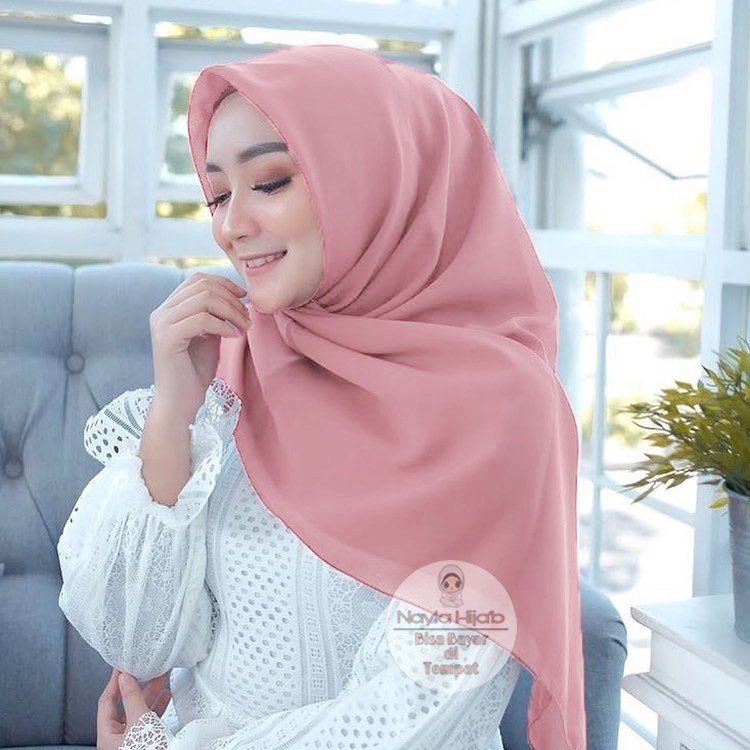 Hijab Segi Empat Polos Jilbab Bella Square Kerudung Segi Empat Terbaru Double Hycon Nayla Hijab