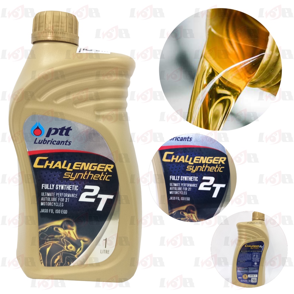 Oli PTT Challenger 2 Tak Fully Full Synthetic Oli Samping 2T Low Smoke Premium JASO FD API TC ISO EGD Lubricants Oil 1L