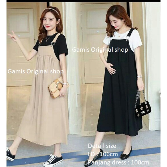 Overall rok korea style / Rok kodok wanita / Baju untuk ibu hamil / Overall ibu hamil bahan adem / K