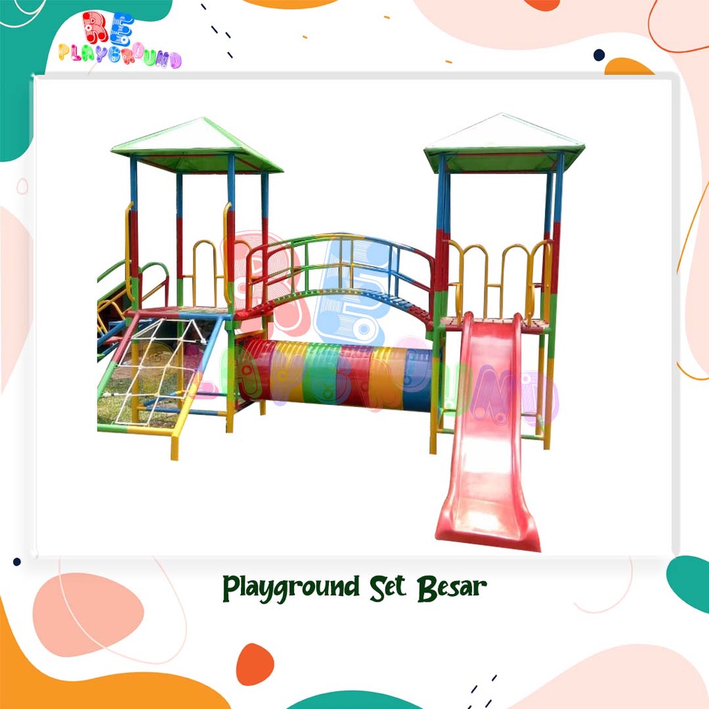 MAINAN ANAK PEROSOTAN AYUNAN JEMBATAN RANTAI TEROWONGAN / PLAYGROUND BESI GALVANIS