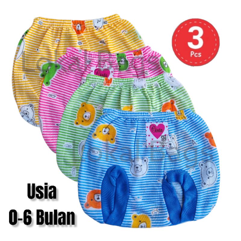 Bisa COD 6PCS Celana Kacamata Bayi Salur Motif Sablon Animal Bahan TC