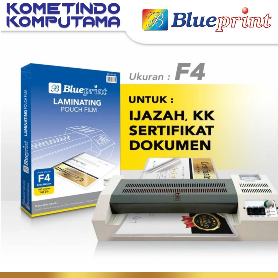 

BP-LPF100 Laminating POUCH Film F4 100 Micron Plastik Laminating Film BLUEPRINT