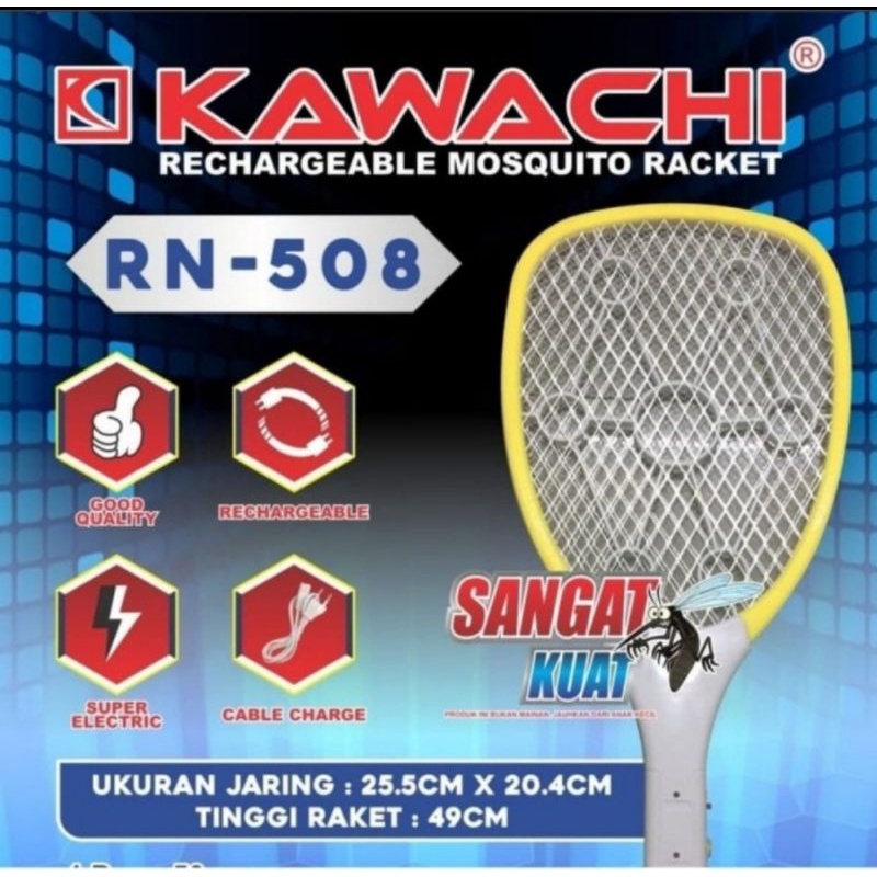 Raket Nyamuk KAWACHI RN-508, Raket Nyamuk Charger/ Cas Kabel Lepasan Kualitas Super dan Murah