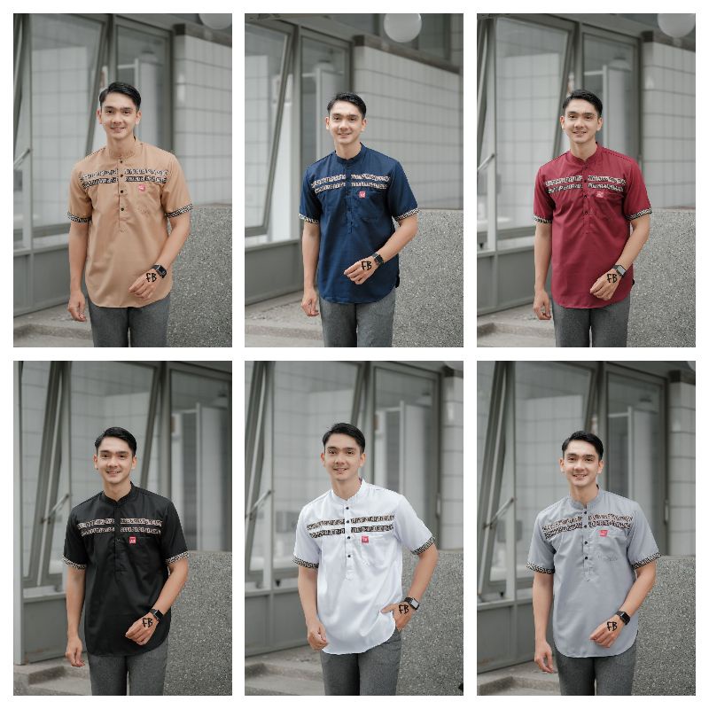 Baju Koko Kurta FF Dewasa Fashion Muslim Lengan Pendek Matrial Catton