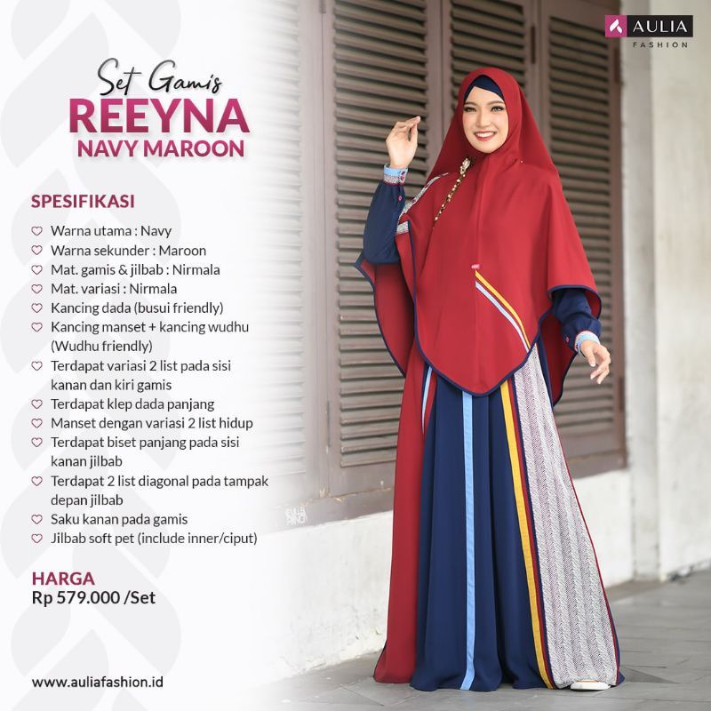 Reeyna Navy Maroon by Aulia Fashion