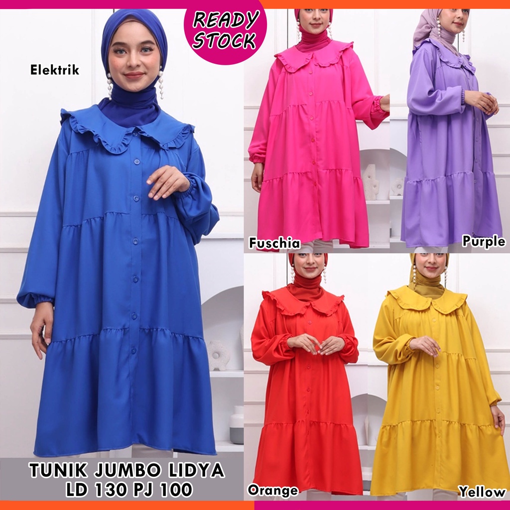 BIGCLO - (COD) LD 130cm Tunik Jumbo 3XL TU3XL2 Atasan Wanita Muslim Lengan Panjang