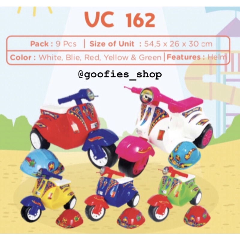 Mainan Motor Vespa Roda 3 (Free Helm)