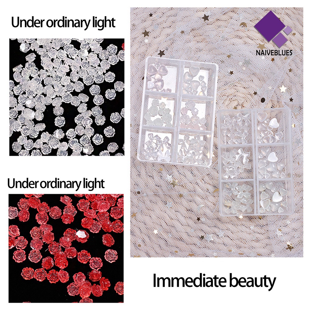 Naiveblue &gt; Ornamen 3D Bentuk Beruang / Bunga / Hati / Pita Bahan Resin Untuk Dekorasi Nail Art / Manicure