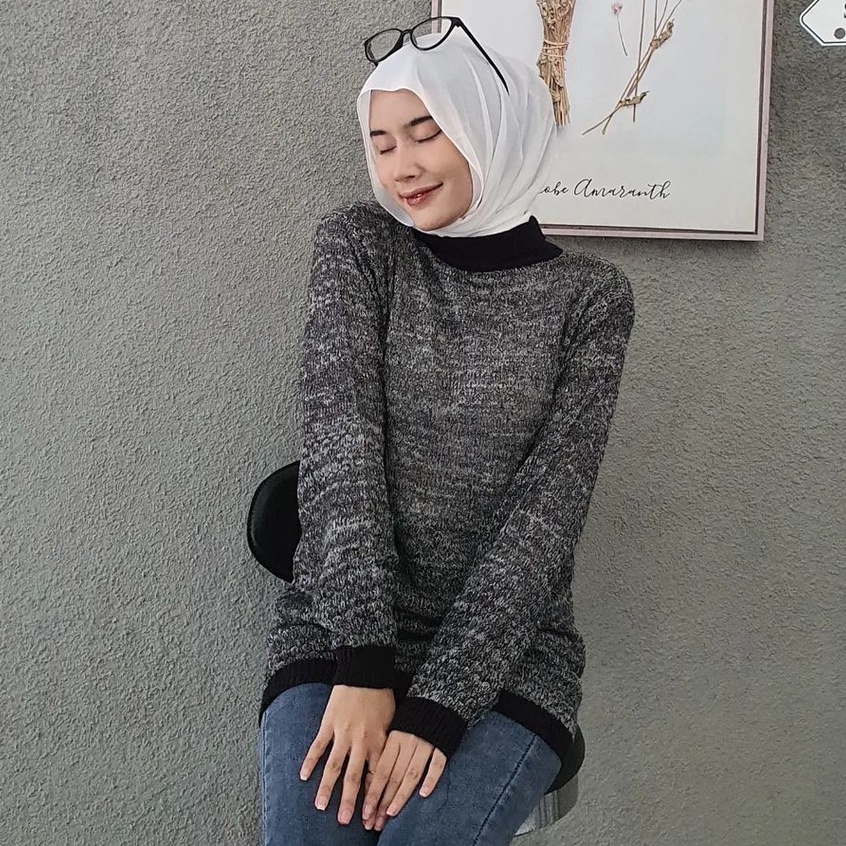 Zanah Sweater  Crewneck Wanita Osaka TurtleNeck Bahan Rajut Korean Style