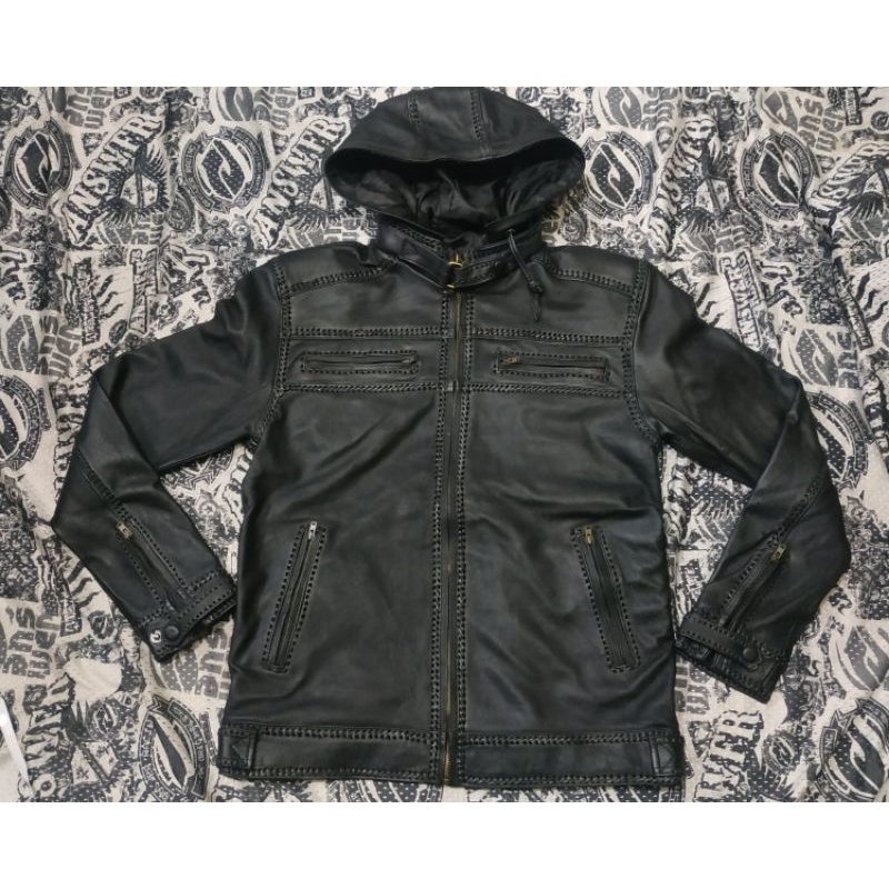 Jaket pria keren asli kulit domba model sulam