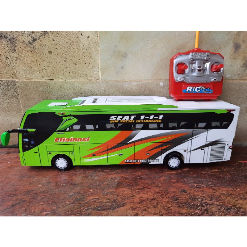 Miniatur bus RC Efisiensi ( Remot Control ) DETIL RAPIH FULL TELOLET FULL STROBO FULL LED