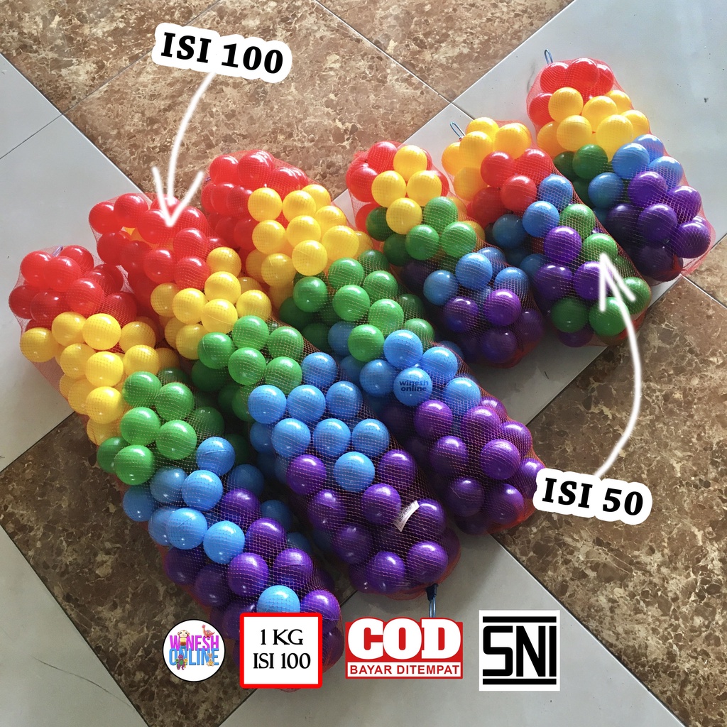 (ISI 50 BOLA) SNI Bola Mandi Bola Warna / Bola Plastik Warna Anak - anak