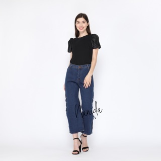 Nanida Celana  boyfriend  Jeans kulot tali samping Wanita 