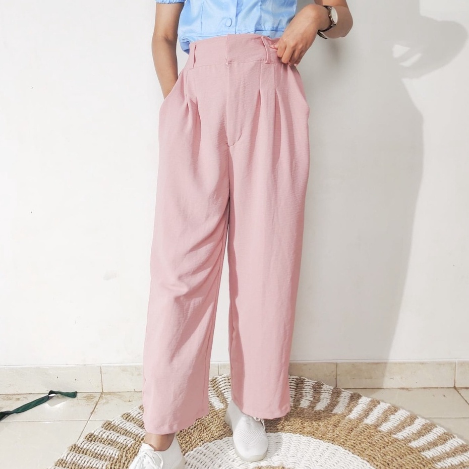 CRINKLE LOOSE PANTS/KULOT WANITA/KULOT HIGHTWAIST/BAHAN CRINKLE/KULOT