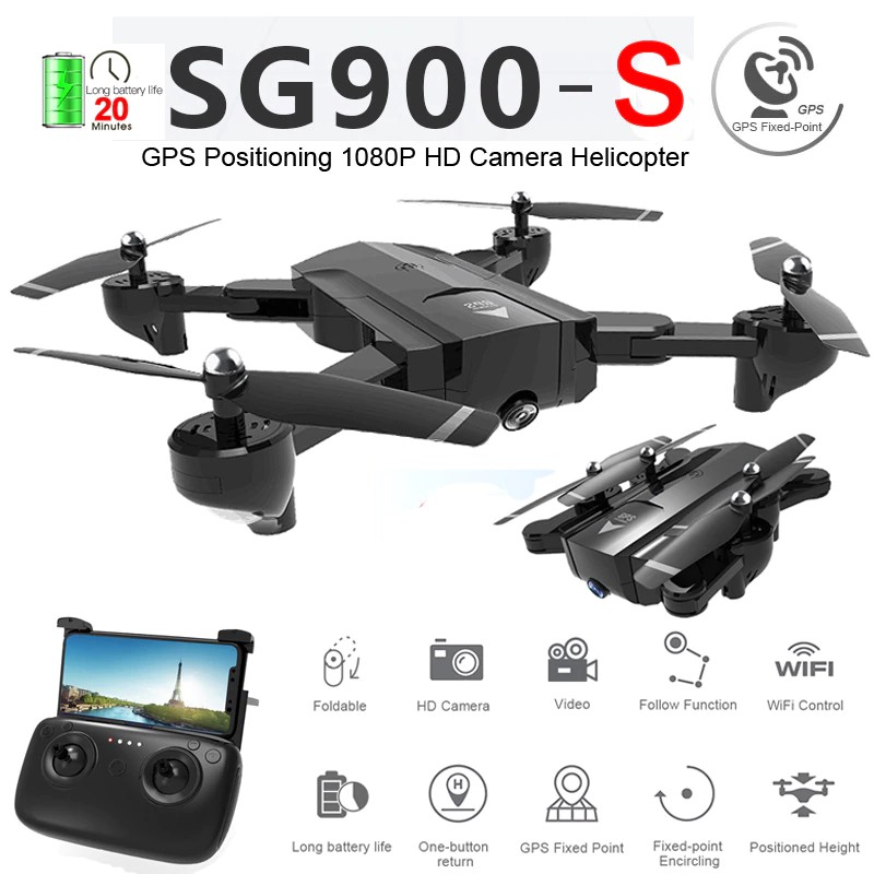 Import SG900-S SG900S GPS Foldable Profissional Drone with Camera 1080P HD Selfie WiFi FPV Wide