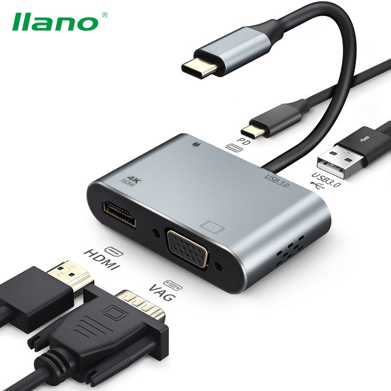 

llano Hub Adapter Converter Type-C to HDMI / VGA USB-C untuk Macbook