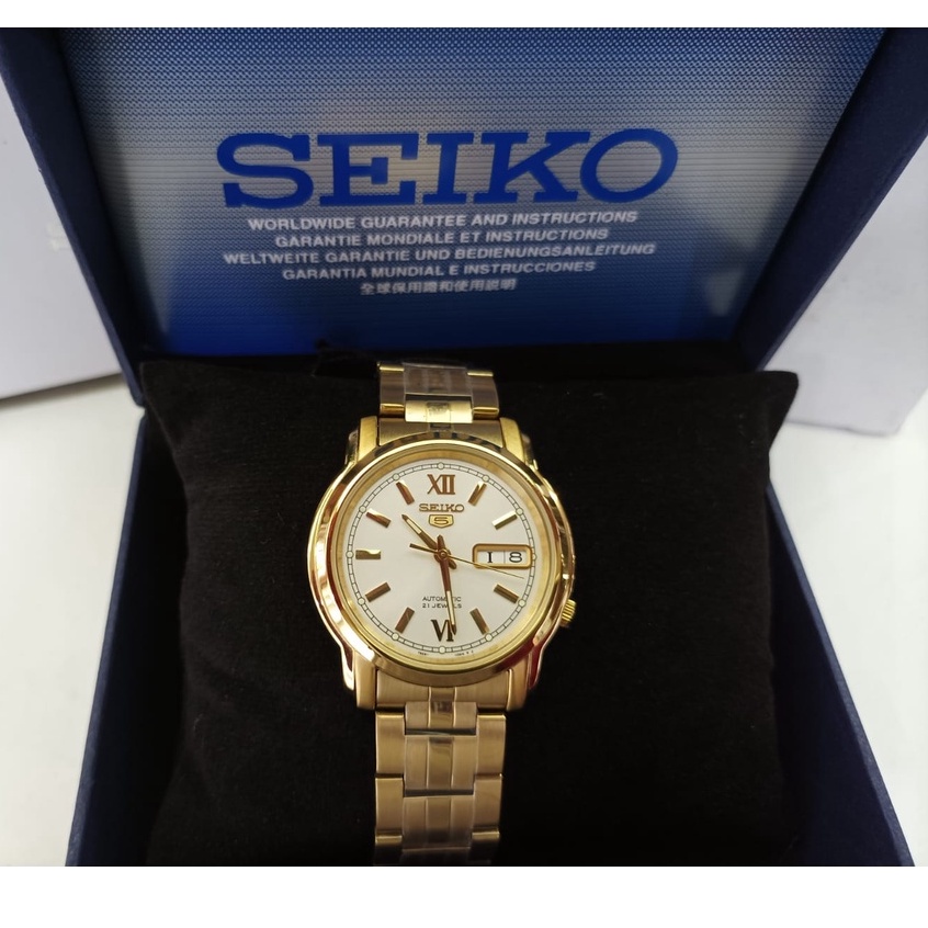 JAM TANGAN PRIA SEIKO 5 SNKK84K1 AUTOMATIC GOLD ORIGINAL