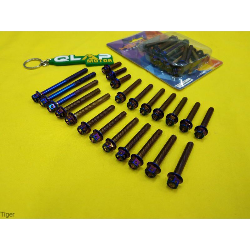 Baut Probolt Stainless Blue Set Blok Mesin Tiger/Cb/Megapro Original HENG Thailand