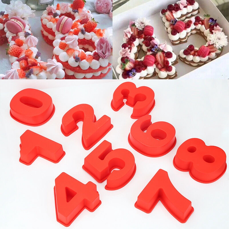 Silicone 3D 0-9 Arabic Number Non-Stick Cake Fondant Chocolate Biscuit Mold Kitchen DIY Baking  Accessories