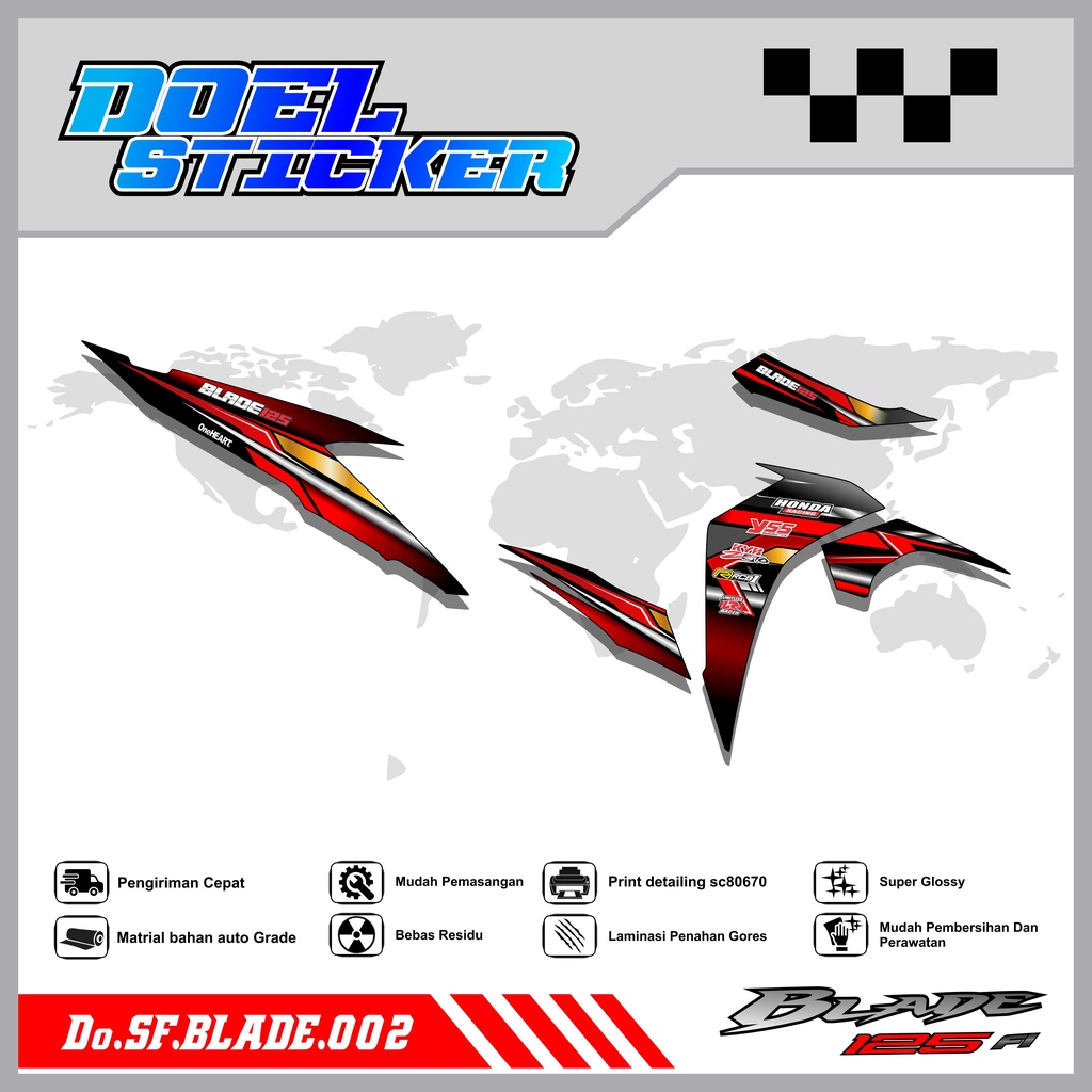 STICKER STRIPING BLADE NEW 125 - STICKER STRIPING LIST VARIASI HOLOGRAM , CROME BLADE NEW 125 DOEL 002