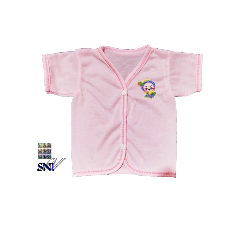 Baju bayi pendek bordir (1 lsn) 4 warna untuk usia ± 0- 6 bulan