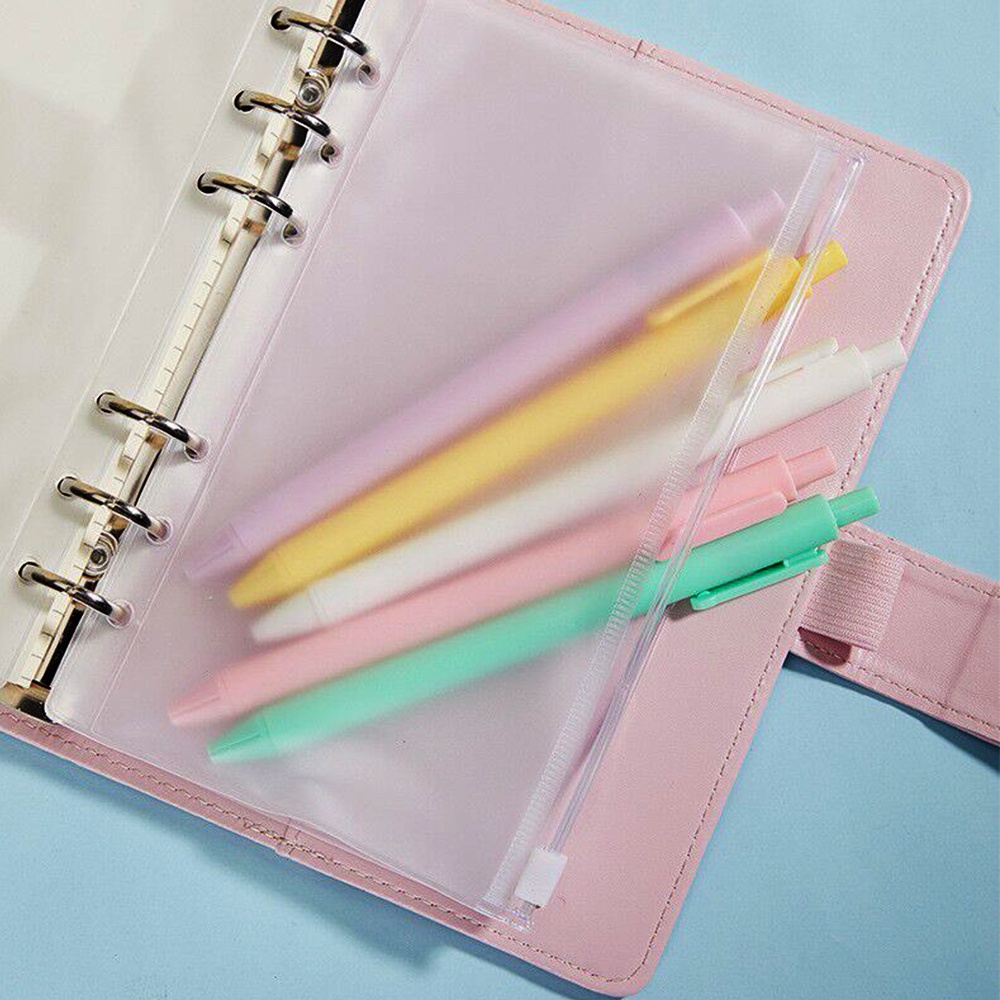 Binder Polos Buku Catatan Lucu A6 Notebook Binder Photocard Keuangan Zipper Storage Bag Loose Leaf Macaron Journal