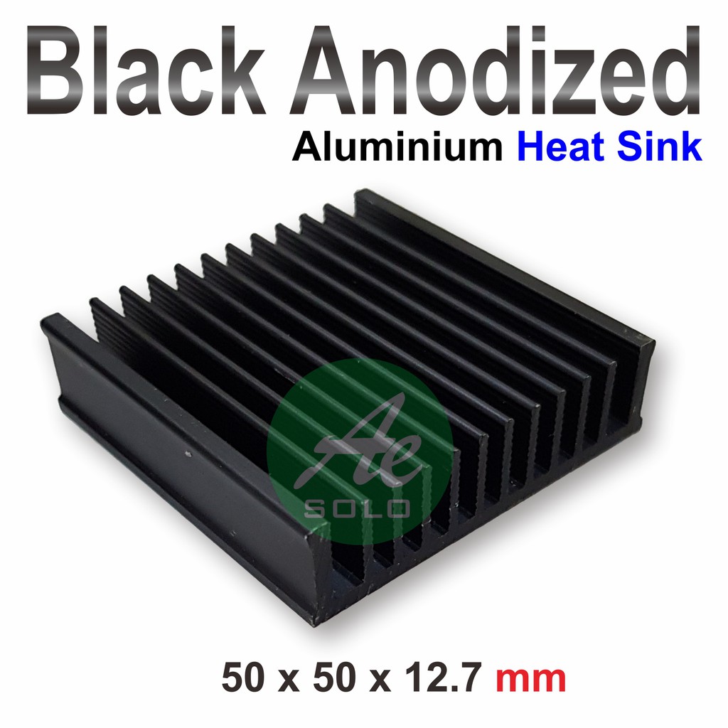 Heatsink Aluminium 50x50x12.7 Mm Black Anodized Heat Sink Pendingin