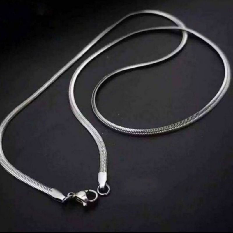 Agam Aksesoris/Kalung Titanium Model Belut tebal silver/Kalung Titanium Anti Karat/Kalung Cowok Titanium/New Arrival/COD