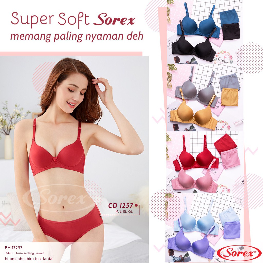 Bra Sorex 17237 Kawat / Bh Busa Sedang Kawat Kait 2 Super Soft PILIH WARNA | Bwr