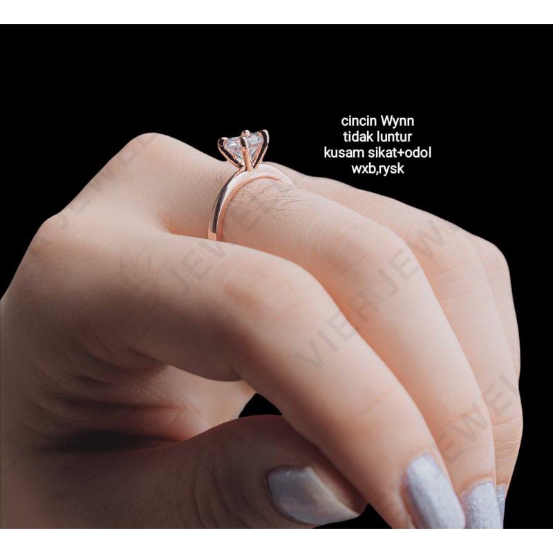 Cincin wynn (diamond eropa)+kotak cincin,TIDAK luntur,kusam sikat pake odol,Aman kena air,bodycrem