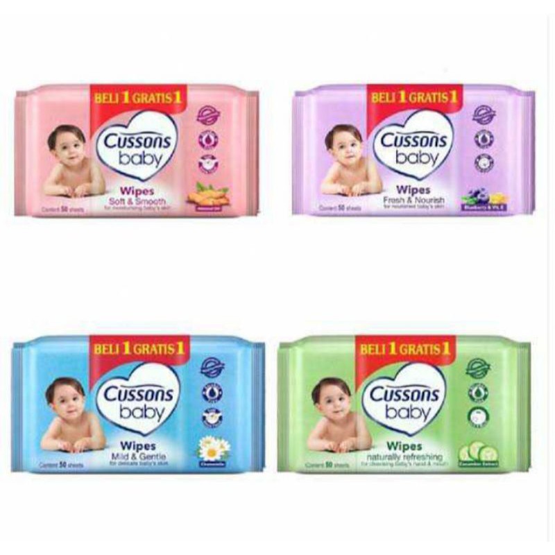 CUSSONS BABY WIPES 50'S NATURALLY '50 BELI 1 GRATIS 1