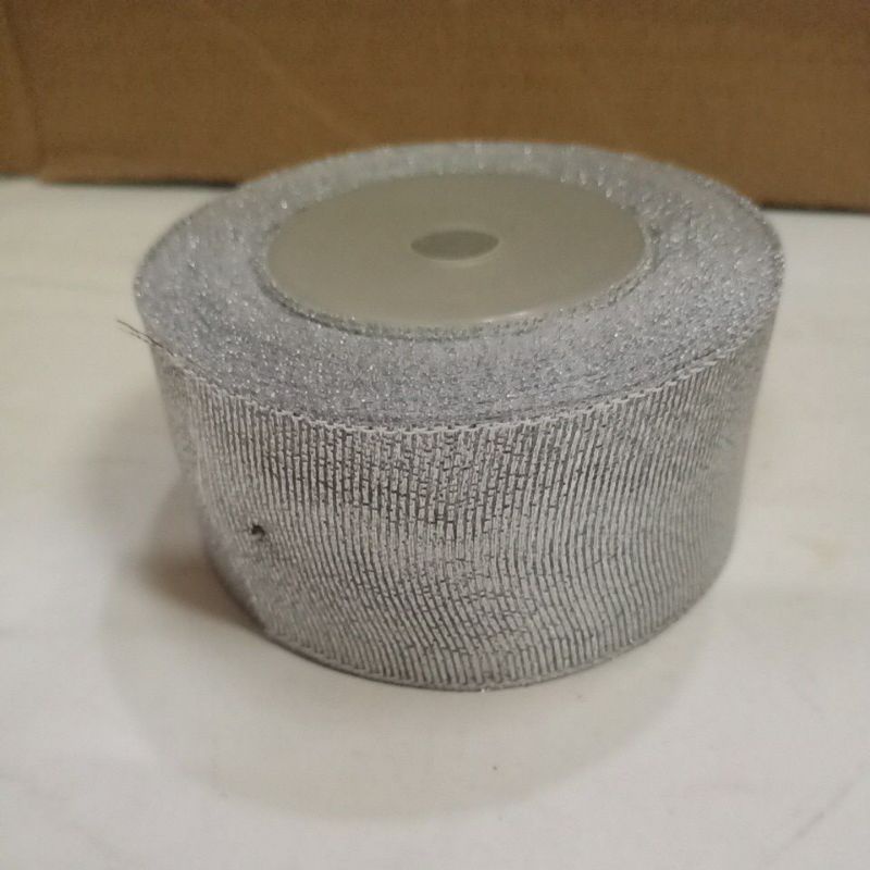 

Pita Metalik / Pita Glitter Silver 1.5 inch