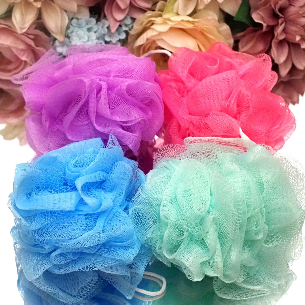 Spons Mandi Warna Warni Bath Shower Sponge Shower Puff Spon Busa Mandi Jaring Murah