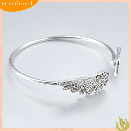 [TERLARIS]Women's Fashion Silver Color Rhinestone Angel Wings Bangle Cuff Bracelet Jewelry