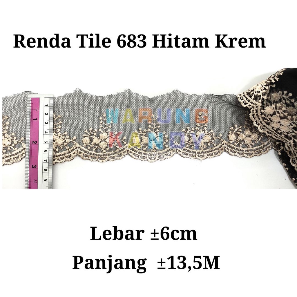 Renda Tile 683 Hitam Krem