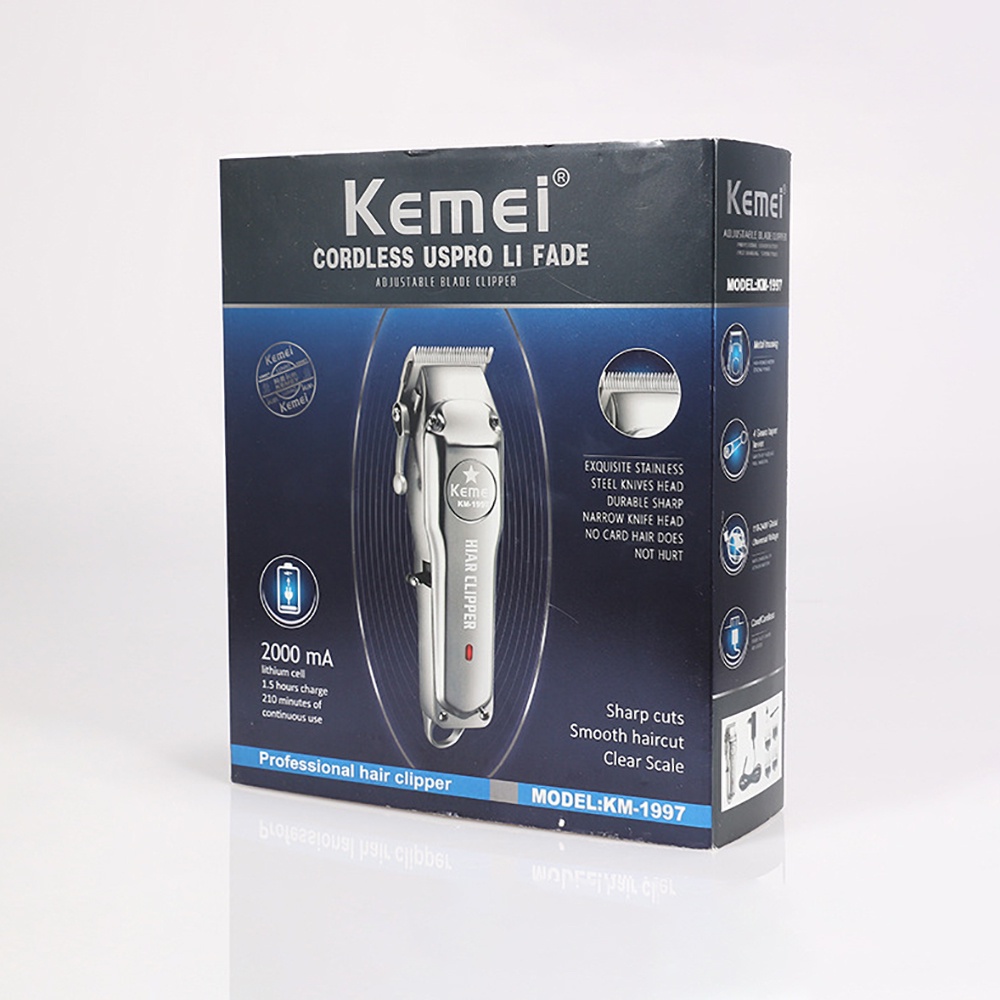 Kemei KM-1997 Mesin Alat Cukur Rambut Cas Elektrik Full Metal